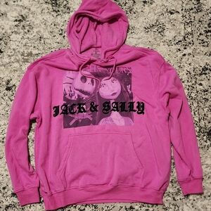 The Nightmare Before Christmas Jack and Sally Hoodie Sweatshirt Womens XXL Pink
